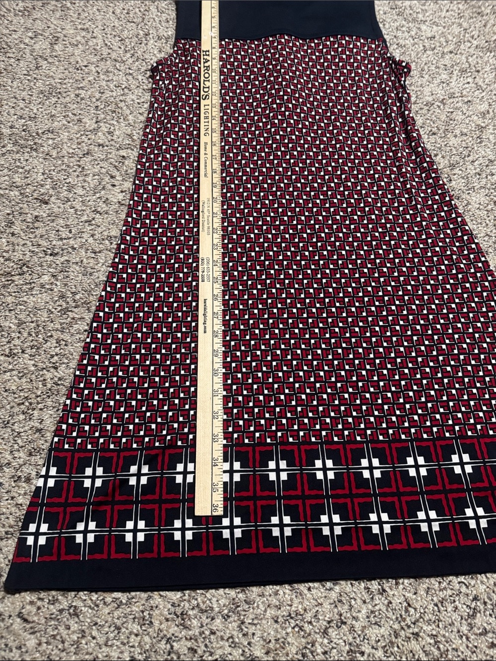 Tory Burch Black and Red Geometric Midi Skirt - Picture 5 of 6